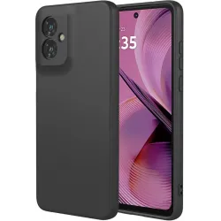Phonesta Soft Silk Silikon Back Cover Hülle für Motorola Moto G55 - Schwarz