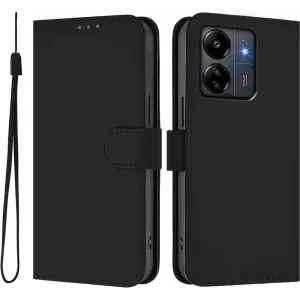 Phonesta Soft Skin Book Wallet Klapphülle für Xiaomi Redmi 13C 4G - Schwarz