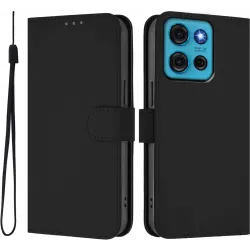 Phonesta Soft Skin Book Wallet Klapphülle für Motorola Moto G75 - Schwarz