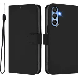 Phonesta Soft Skin Book Wallet Klapphülle für Samsung Galaxy A15 4G/5G - Schwarz