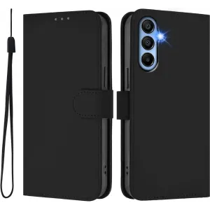 Phonesta Soft Skin Book Wallet Klapphülle für Samsung Galaxy A15 4G/5G - Schwarz