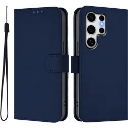 Phonesta Soft Skin Book Wallet Klapphülle für Samsung Galaxy S25 Ultra - Dunkelblau