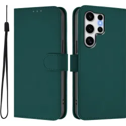 Phonesta Soft Skin Book Wallet Klapphülle für Samsung Galaxy S25 Ultra - Dunkelgrün