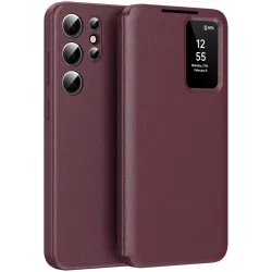 Phonesta Smart Window Book Wallet Klapphülle für Samsung Galaxy S25 Ultra - Bordeaux
