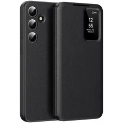 Phonesta Smart Window Book Wallet Klapphülle für Samsung Galaxy S24 FE - Schwarz