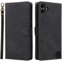 Phonesta Vintage Skin Book Wallet Klapphülle für Nothing CMF Phone 1 - Schwarz