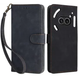 Phonesta Vintage Skin Book Wallet Klapphülle für Nothing Phone (2a) / (2a) Plus - Schwarz