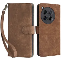 Phonesta Vintage Skin Book Wallet Klapphülle für OnePlus 12 - Braun