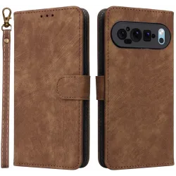 Phonesta Vintage Skin Book Wallet Klapphülle für Google Pixel 9 Pro XL - Braun