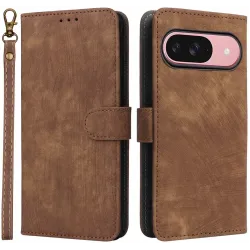 Phonesta Vintage Skin Book Wallet Klapphülle für Google Pixel 9 / 9 Pro - Braun