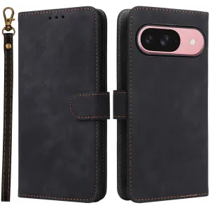 Phonesta Vintage Skin Book Wallet Klapphülle für Google Pixel 9 / 9 Pro - Schwarz