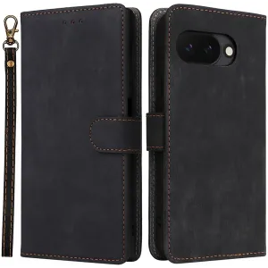 Phonesta Vintage Skin Book Wallet Klapphülle für Google Pixel 9a - Schwarz