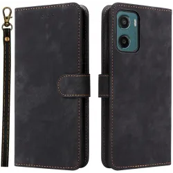 Phonesta Vintage Skin Book Wallet Klapphülle für Motorola Moto G05 / Moto E15 - Schwarz