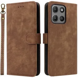 Phonesta Vintage Skin Book Wallet Klapphülle für Motorola Moto G17/G17 Power/G15/G15 Power - Braun