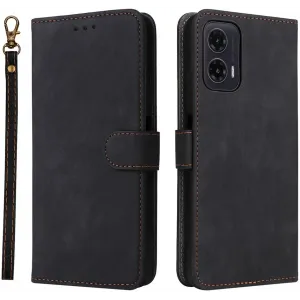 Phonesta Vintage Skin Book Wallet Klapphülle für Motorola Moto G35 - Schwarz