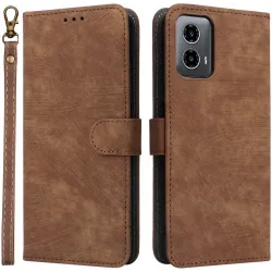 Phonesta Vintage Skin Book Wallet Klapphülle für Motorola Moto G45 / Moto G34 - Braun