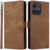 Phonesta Vintage Skin Book Wallet Klapphülle für Motorola Moto G75 - Braun