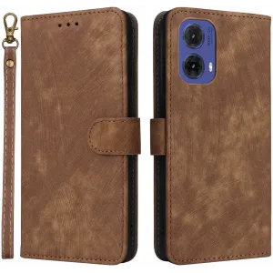 Phonesta Vintage Skin Book Wallet Klapphülle für Motorola Moto G85 - Braun