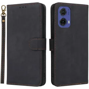 Phonesta Vintage Skin Book Wallet Klapphülle für Motorola Moto G85 - Schwarz