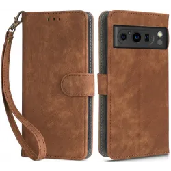 Phonesta Vintage Skin Book Wallet Klapphülle für Google Pixel 8 Pro - Braun