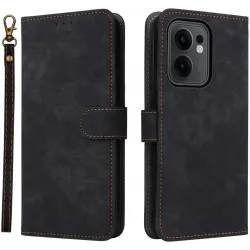 Phonesta Vintage Skin Book Wallet Klapphülle für Oppo Reno13 F 4G/5G / Reno13 FS 5G - Schwarz