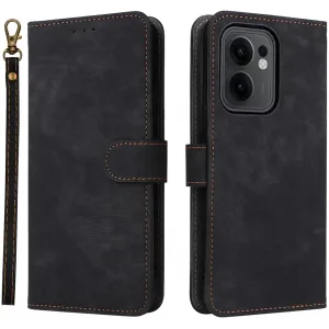 Phonesta Vintage Skin Book Wallet Klapphülle für Oppo Reno13 F 4G/5G / Reno13 FS 5G - Schwarz