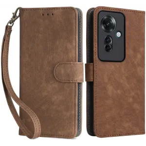 Phonesta Vintage Skin Book Wallet Klapphülle für Oppo Reno11 F 5G - Braun