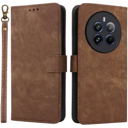 Phonesta Vintage Skin Book Wallet Klapphülle für Realme 12 Pro/12 Pro Plus - Braun