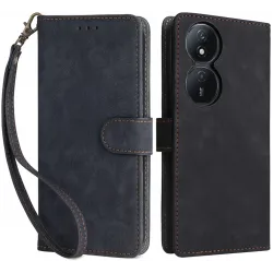 Phonesta Vintage Skin Book Wallet Klapphülle für HONOR 90 Smart/X7b - Schwarz