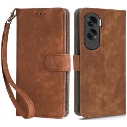 Phonesta Vintage Skin Book Wallet Klapphülle für HONOR 90 Lite - Braun