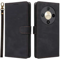 Phonesta Vintage Skin Book Wallet Klapphülle für HONOR Magic6 Lite - Schwarz