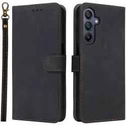 Phonesta Vintage Skin Book Wallet Klapphülle für Samsung Galaxy A16 - Schwarz