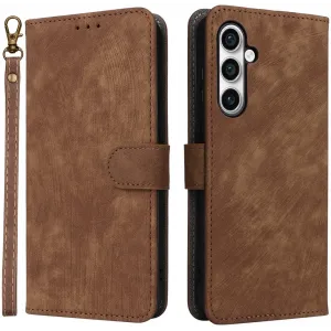 Phonesta Vintage Skin Book Wallet Klapphülle für Samsung Galaxy S24 FE - Braun