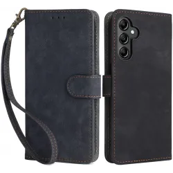 Phonesta Vintage Skin Book Wallet Klapphülle für Samsung Galaxy A15 4G/5G - Schwarz