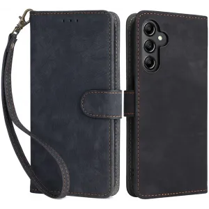 Phonesta Vintage Skin Book Wallet Klapphülle für Samsung Galaxy A15 4G/5G - Schwarz