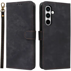 Phonesta Vintage Skin Book Wallet Klapphülle für Samsung Galaxy A35 - Schwarz