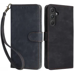 Phonesta Vintage Skin Book Wallet Klapphülle für Samsung Galaxy A55 - Schwarz