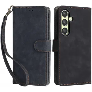 Phonesta Vintage Skin Book Wallet Klapphülle für Samsung Galaxy S24 - Schwarz