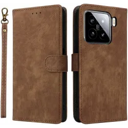 Phonesta Vintage Skin Book Wallet Klapphülle für Xiaomi 15 - Braun
