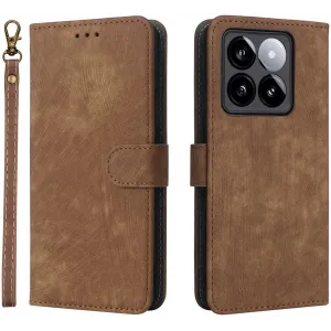 Phonesta Vintage Skin Book Wallet Klapphülle für Xiaomi 14T - Braun
