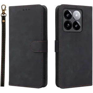 Phonesta Vintage Skin Book Wallet Klapphülle für Xiaomi 14T - Schwarz