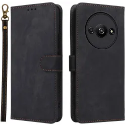 Phonesta Vintage Skin Book Wallet Klapphülle für Xiaomi Redmi A3 - Schwarz