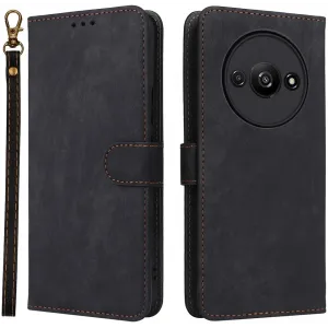 Phonesta Vintage Skin Book Wallet Klapphülle für Xiaomi Redmi A3 - Schwarz