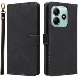 Phonesta Vintage Skin Book Wallet Klapphülle für Xiaomi Redmi Note 14 5G - Schwarz