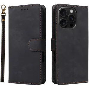 Phonesta Vintage Skin Book Wallet Klapphülle für Apple iPhone 16 Pro Max - Schwarz