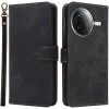 Phonesta Vintage Skin Book Wallet Klapphülle für Xiaomi Poco F7 Pro/F7 Ultra - Schwarz