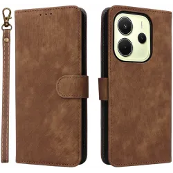 Phonesta Vintage Skin Book Wallet Klapphülle für Xiaomi Redmi Note 14 4G 163.2mm - Braun