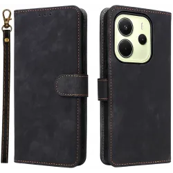 Phonesta Vintage Skin Book Wallet Klapphülle für Xiaomi Redmi Note 14 4G 163.2mm - Schwarz