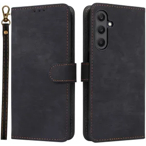 Phonesta Vintage Skin Book Wallet Klapphülle für Samsung Galaxy A25 - Schwarz