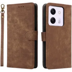 Phonesta Vintage Skin Book Wallet Klapphülle für Xiaomi Poco M7 Pro - Braun